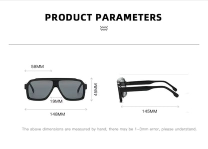 Men Women Double Color Frame Shade Designer UV400 Square Sunglasses Glass