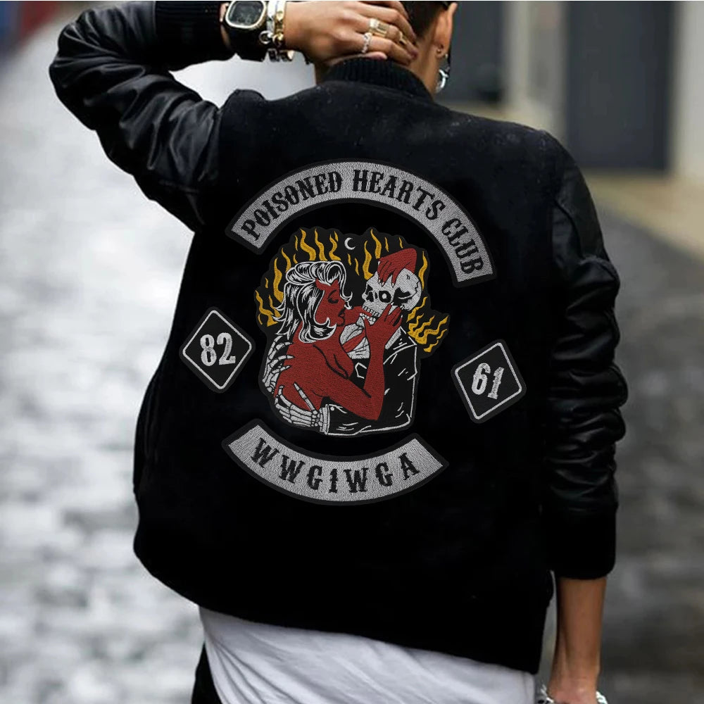 Embroidered Beauty Skull Poisoned Hearts Club Patch Appliques Iron on Patches Badge Clothes Sewing