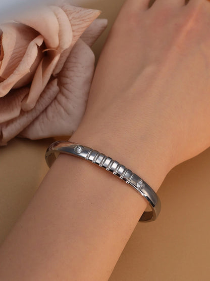 Vintage 18K Plated Stainless Steel Crystal Women's Fashion Bangles Bracelet