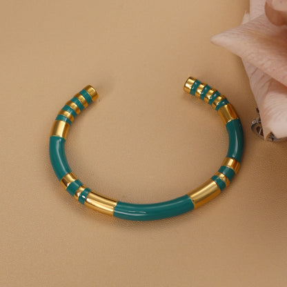 Waterproof High-end Enamel Open Retro Fashion Delicate Bangle Bracelet