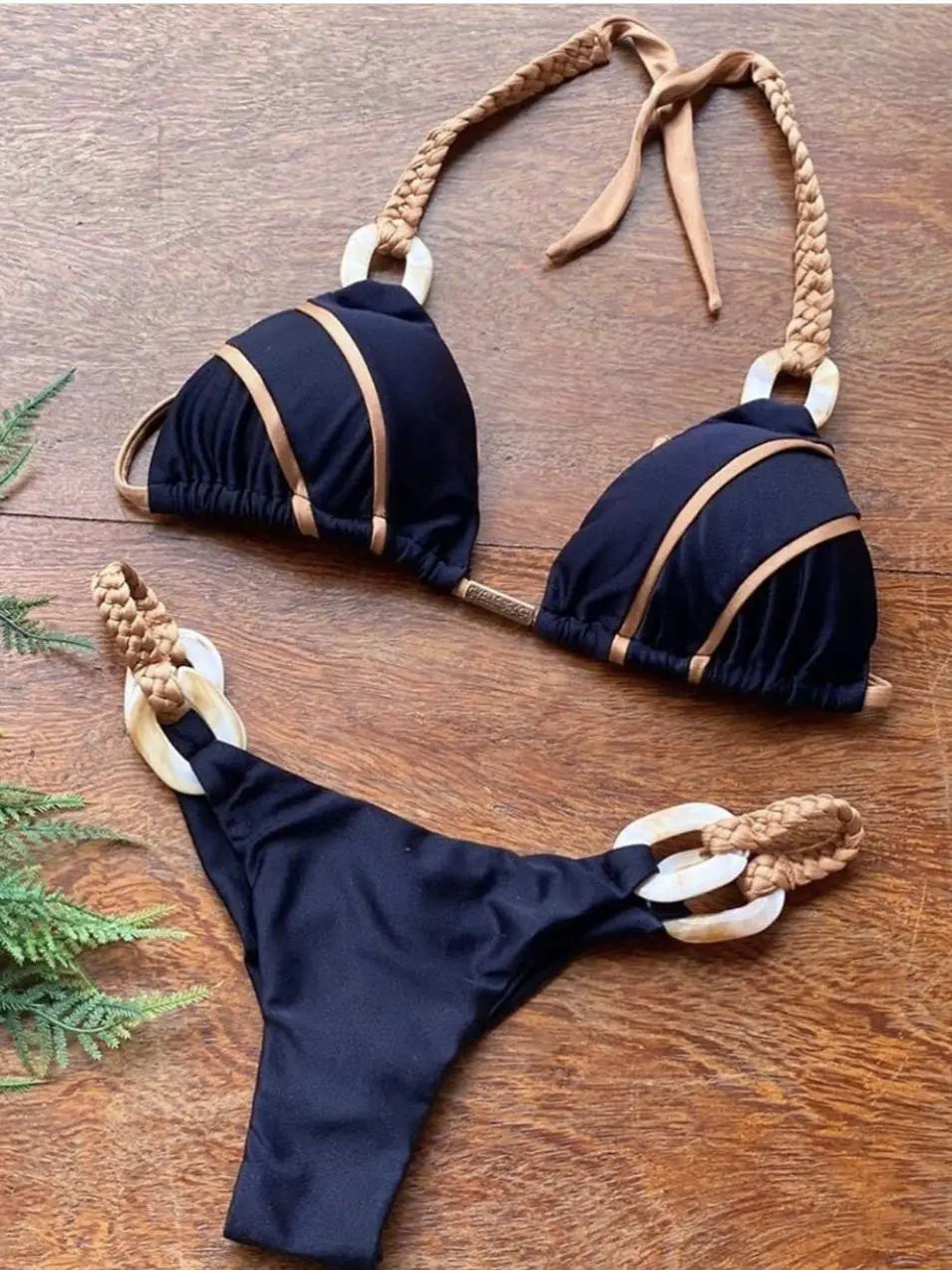 Women Bandeau Bikini Swimwear Push Up Thong Patchwork Swimsuit Backless Bathing Suit