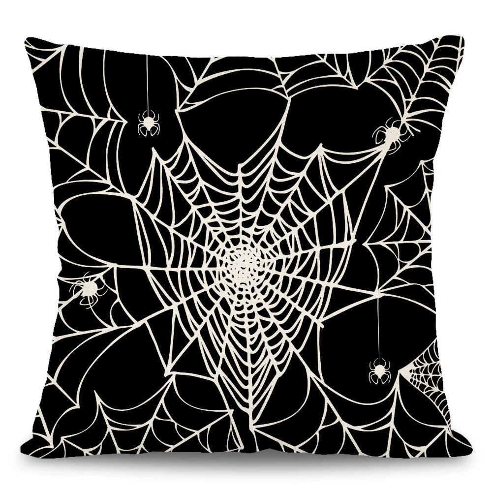 18x18 Inches Halloween Skull Spider Spooky Web Design Sofa Cushion Pillowcase Home Decor