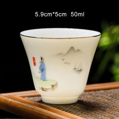 50ml/80ml White Porcelain Chinese Teahouse Master Ceramics Tea Bowl Kung Fu Sake Cup