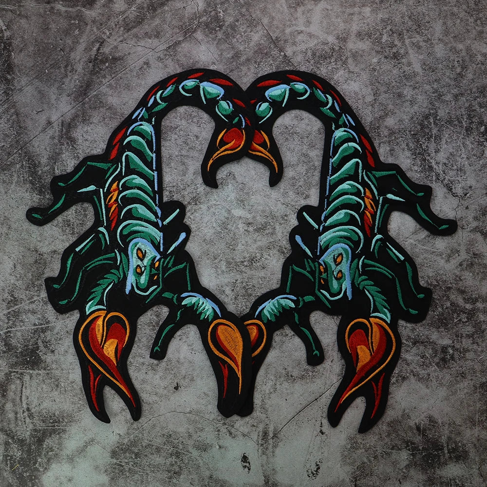 Scorpion Biker Patch Embroidered Patch Appliques Iron on Patches Badge Clothes Sewing