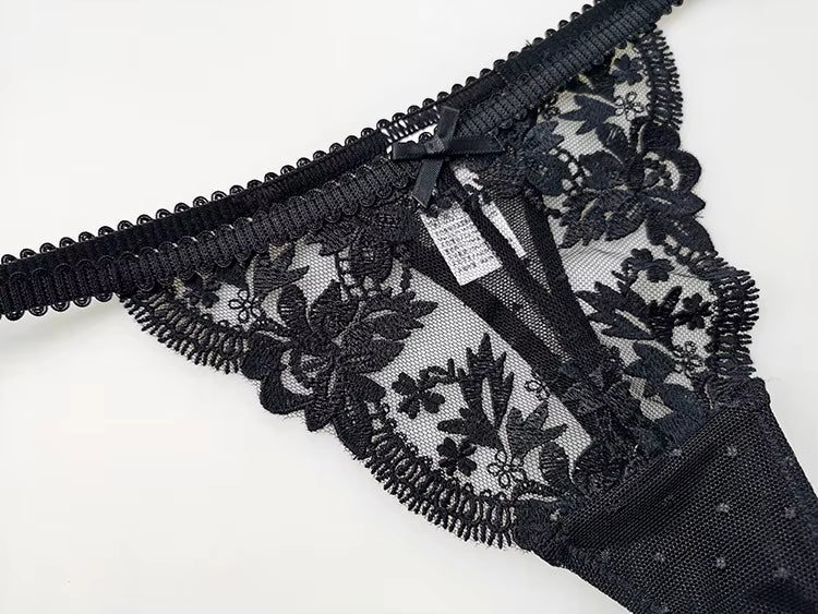 Women Lace Underwear Briefs Breathable G--String Seamless Low Waist Hollow Out Thong Panties