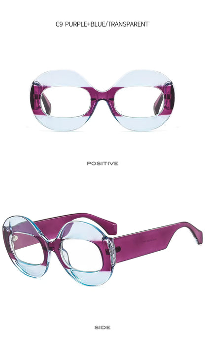 Men Women Retro Oval Clear Gradient Lens Shades UV400 Fashion Round Glasses Sunglasses