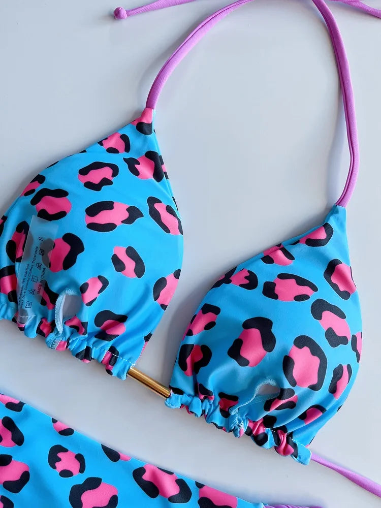Sexy Swimsuit Braided Rope Micro Bikini Swimsuit Leopard Print Brazilian Beach Bathing Suit
