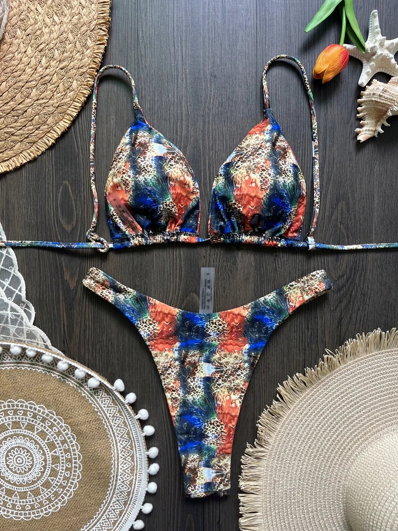 Sexy Micro Swimwear Print Swimsuit Two-pieces Brazilian Bikini Bather Bathing Suit
