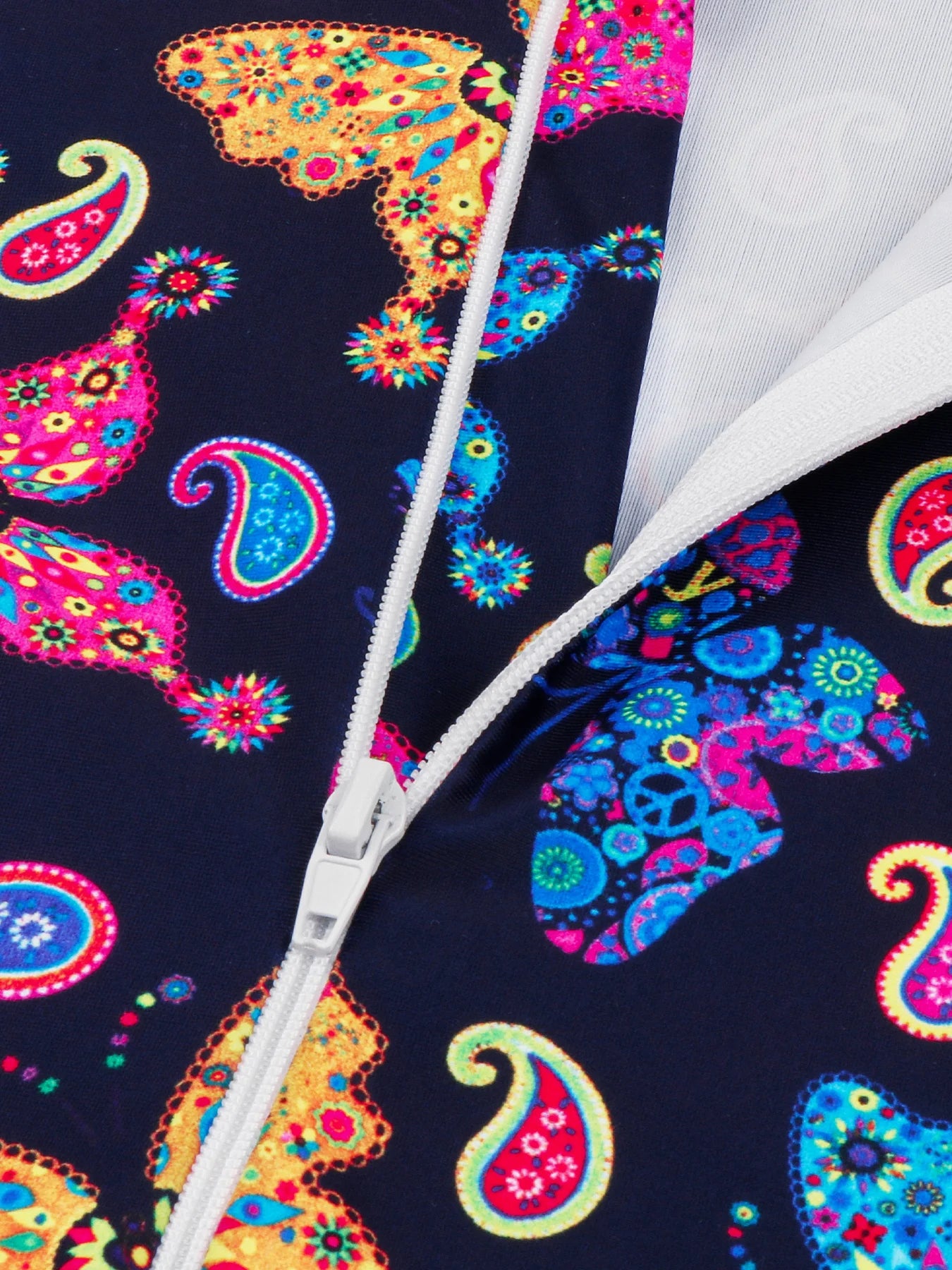 Kids Girls Long Sleeve Colorful Butterfly Print One Piece Zipper Beach Bikini-Cut Bottom Bathing Suit