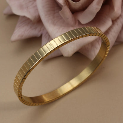 Vintage 18K Plated Stainless Steel Crystal Women's Fashion Bangles Bracelet