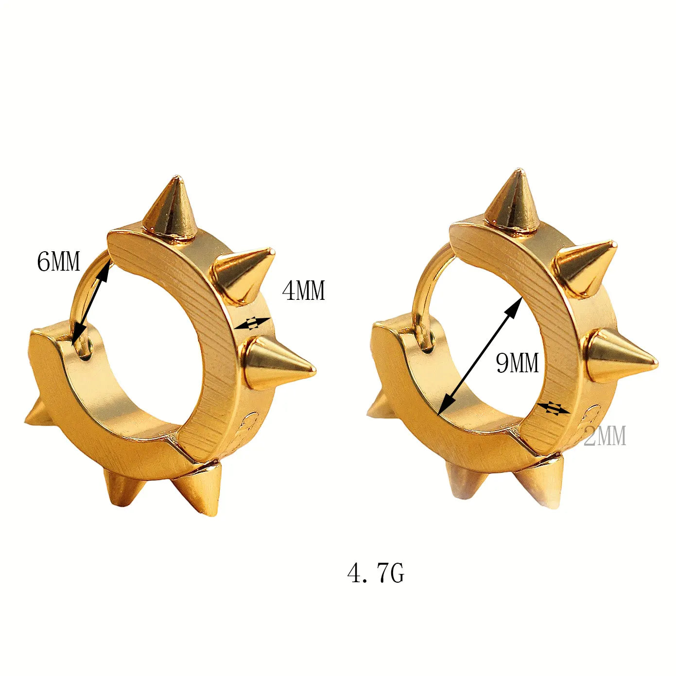 1Pair Women Men Punk Stainless Steel Spiky Thorn Gothic Stud Earrings