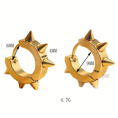 1Pair Women Men Punk Stainless Steel Spiky Thorn Gothic Stud Earrings