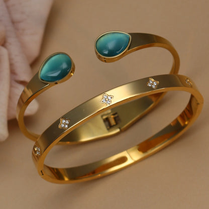 Fashion Opal Crystal Stainless Steel Women's Bracelet Bangles Gifts