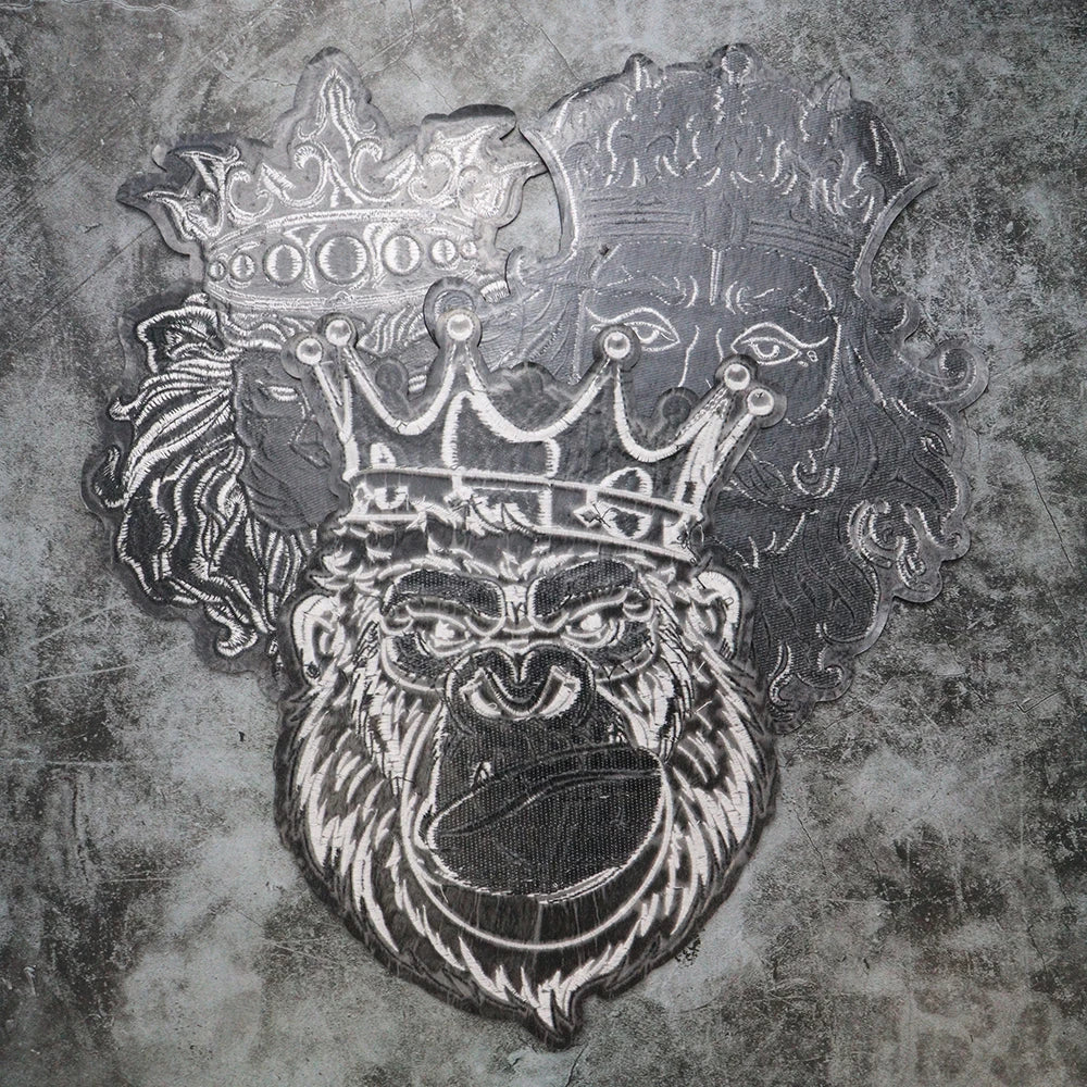 Embroidery Black White Crown Patch Appliques Iron on Patches Badge Clothes Sewing