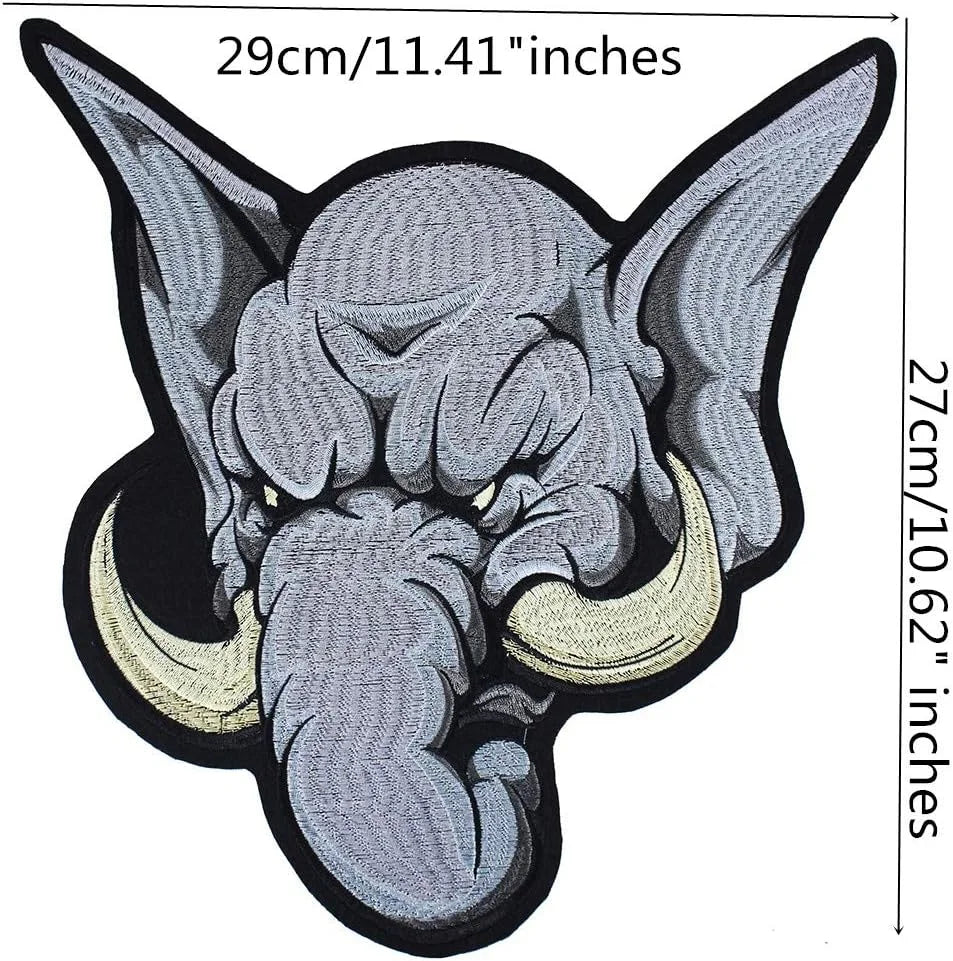 Rock Punk Animal Elephant Embroidery Patch Iron On Patches Clothes Embroidered Sticker DIY