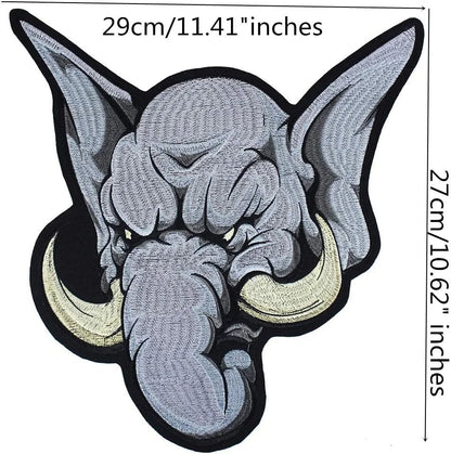 Rock Punk Animal Elephant Embroidery Patch Iron On Patches Clothes Embroidered Sticker DIY