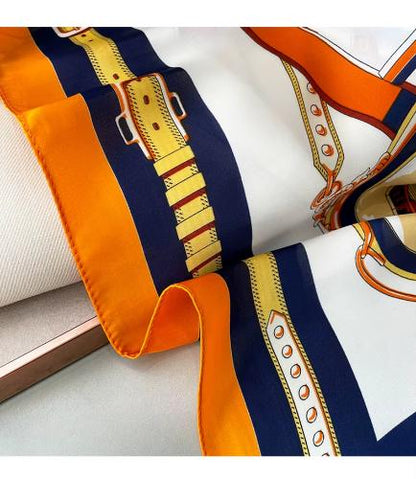Luxury Silk Feeling Square Scarf Women 2024 Print Satin Neckerchief Spring Hair Band Foulard Bandana Echarpe Tie Shawl Wraps