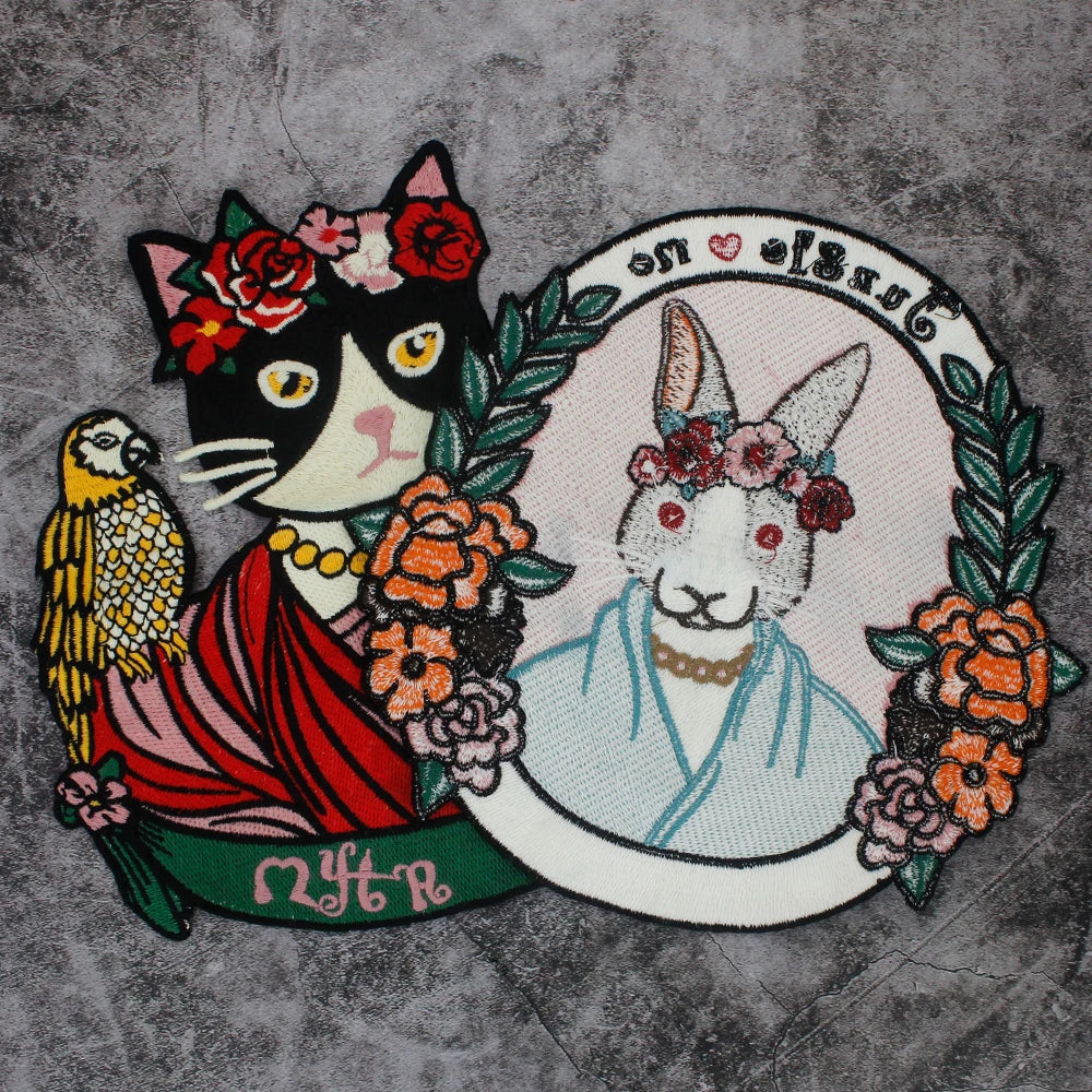 Embroidered Large Animal sheep Cat Rabbit Patches Sew on Clothing Patch Badges Twill Craft Stickers