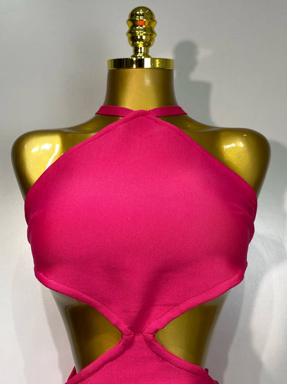 Sexy Backless Cut Out Bow Tie Bandage Celebrity Evening Party Birthday Dress