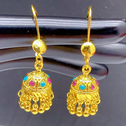 Dubai Ethiopia Tassel Gold Color African Women Bridal Wedding Drop Earrings