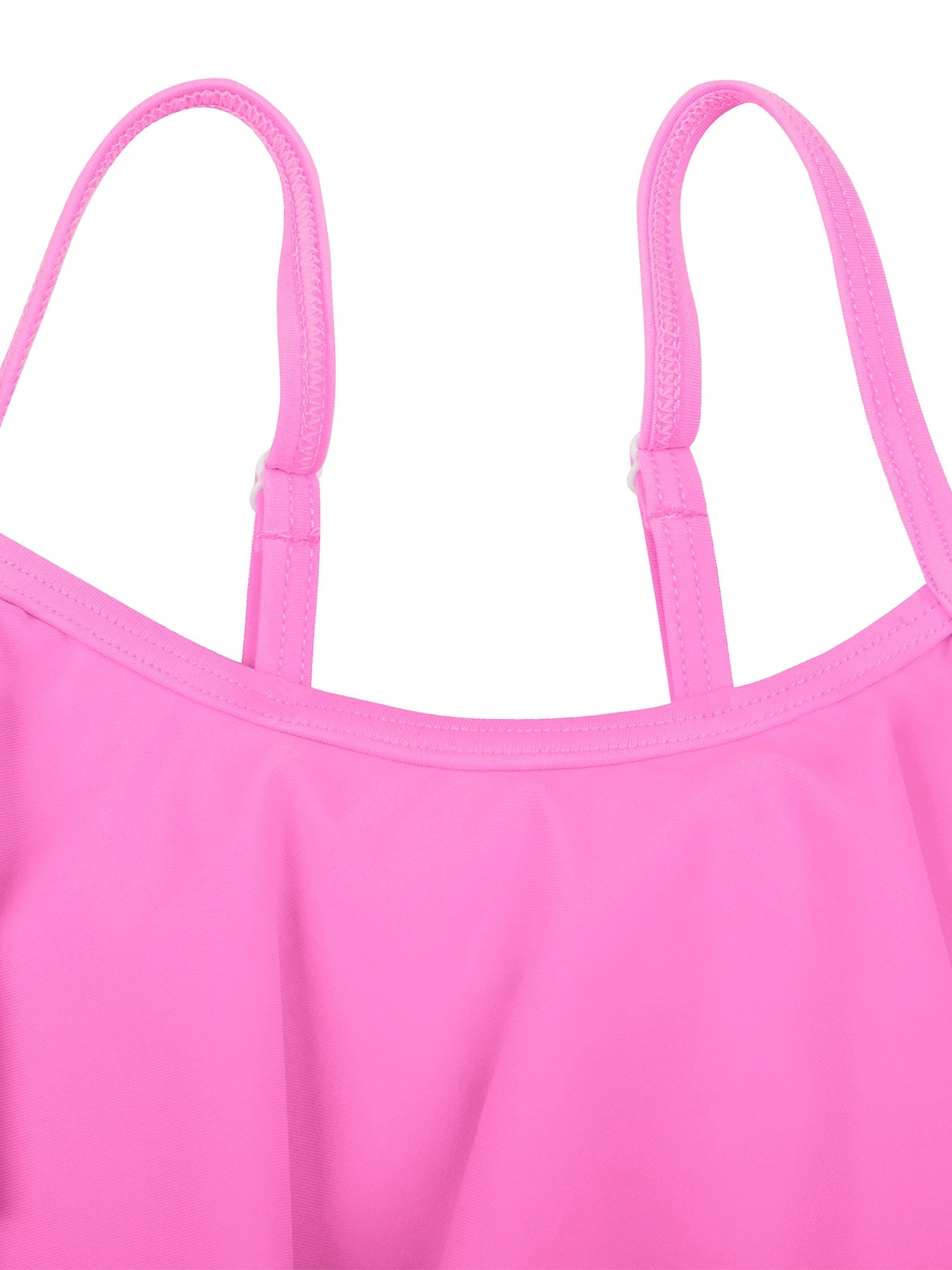 2pcs Kids Girl Sleeveless Pink Ruffle Crop Tops Scale Print Swim Briefs Swimming Suit