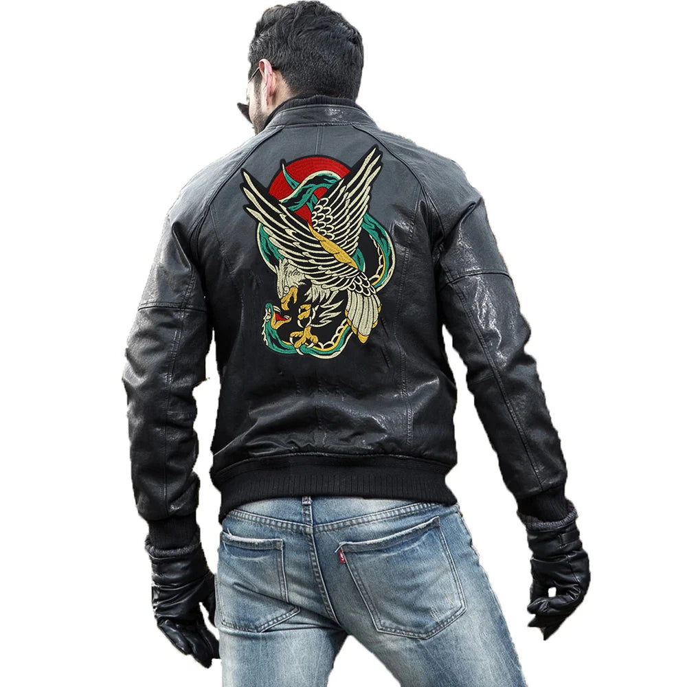 Punk Dragon Eagle Animal Large Embroidered Patch Appliques Iron on Patches Badge Clothes Sewing