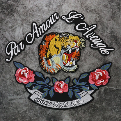 Embroidery letter Flower Tiger Head Patch Appliques Iron on Patches Badge Clothes Sewing