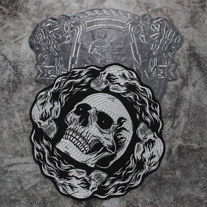 Skull Biker Cool Embroidery Patch Appliques Iron on Patches for Clothing Sewing