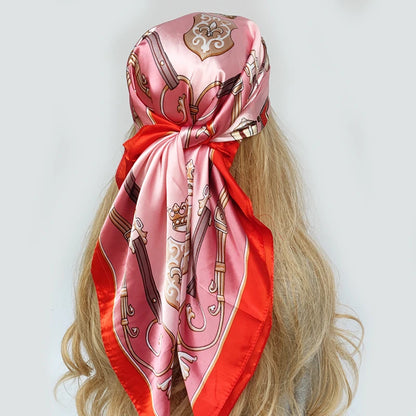 90cm Women Four Seasons Square Silk Satin Bandana Wrap Shawl Scarves Scarfs gpk4