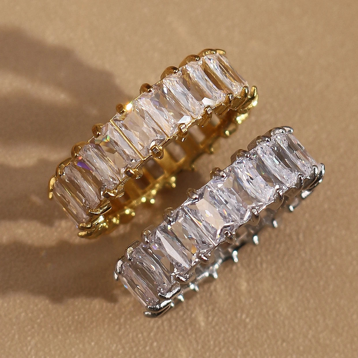 square zircon stainless steel plated 18K gold color Women's Wedding Ring