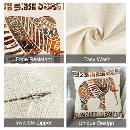 African Tribal Stylish Animal Giraffe Lion Elephant Vintage Sofa Cushion Pillowcase Cover