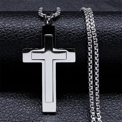 Men Fashion Cross Gold Stainless Steel Choker Cross Stainless Steel Choker Pendant Necklace