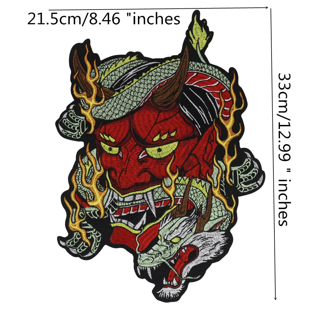 Embroidery Demon Devil Dragon Patch Appliques Iron on Patches Badge Clothes Sewing