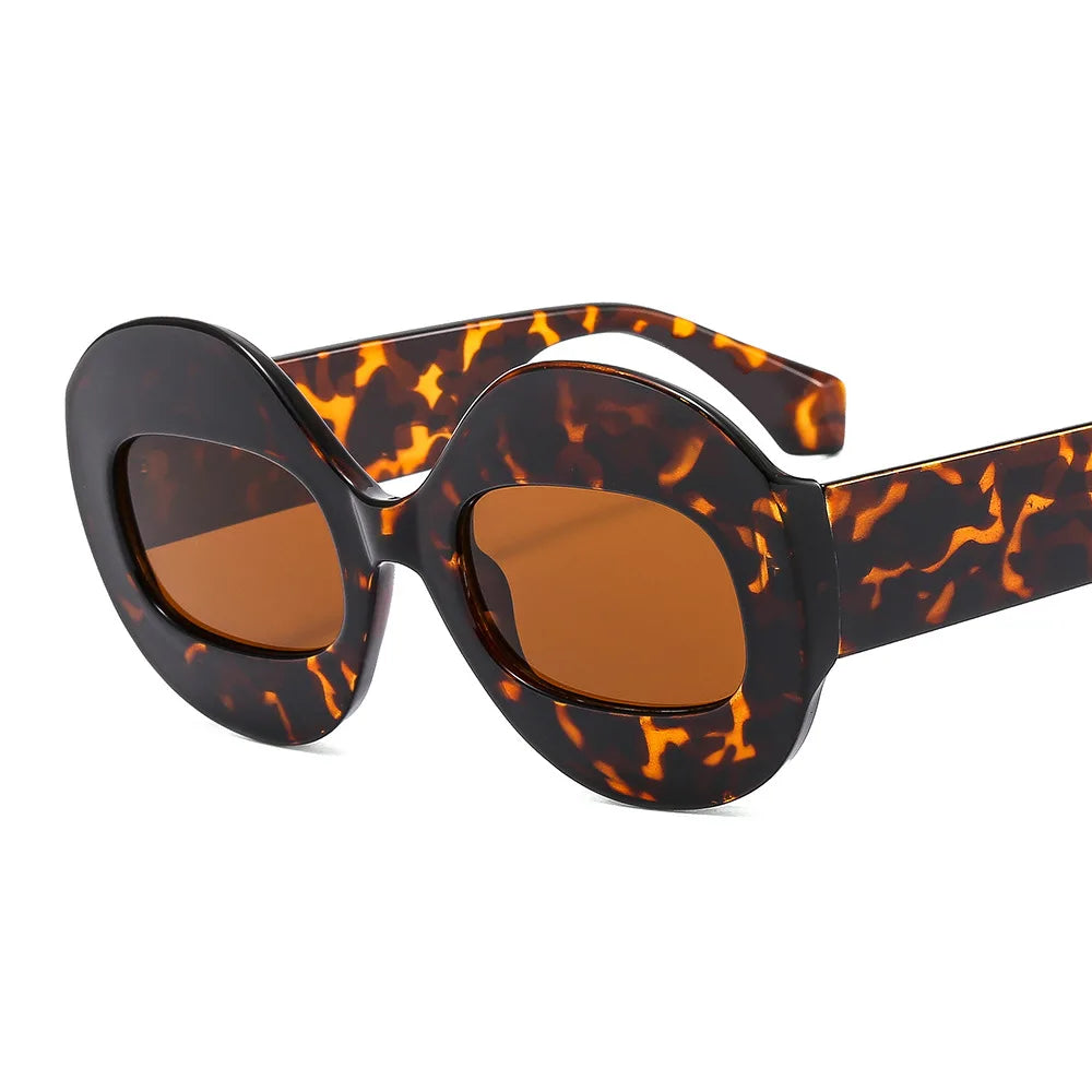 Men Women Retro Oval Clear Gradient Lens Shades UV400 Fashion Round Glasses Sunglasses