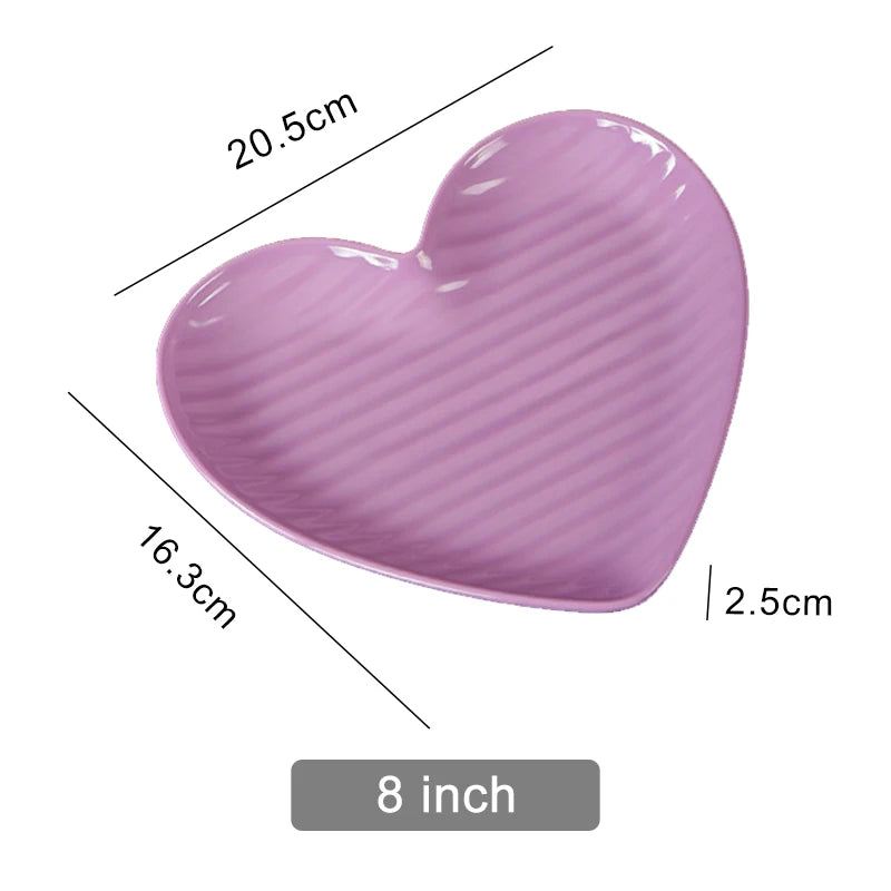 Nordic Creative Heart Shape Dipping Porcelain Salad Dessert Plate Tableware Snack Bowls Dish