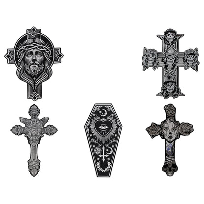 Big Cross Skull Gothic Punk Rock Iron on Patches Embroidered Crown Skull Patch Clothes Sewing Stickers