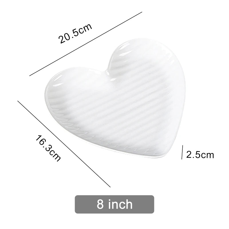 Nordic Creative Heart Shape Dipping Porcelain Salad Dessert Plate Tableware Snack Bowls Dish