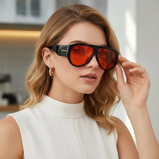 Y2K Women Men Vintage Fashion Designer Cat Eyes Oversized Sunglasses Glasses