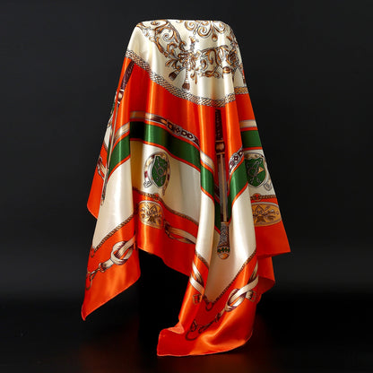 90cm Women Four Seasons Square Silk Satin Bandana Wrap Shawl Scarves Scarfs gfK4