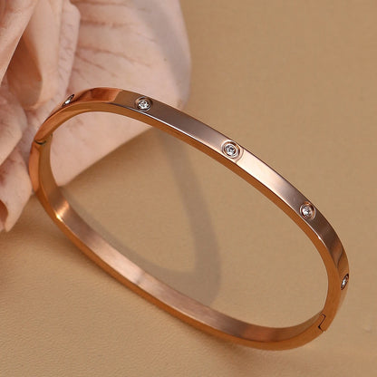18K Plated Stainless Steel Zircon Fashion Women's Bracelet Bangles Gifts