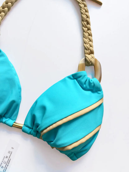 women Halter micro bikini ring Weave triangle swimsuit Brazilian bathing two pieces suit