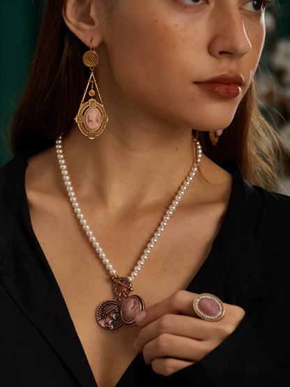 Women Gothic Vintage Designer Natural Blue Stone Stud Earrings