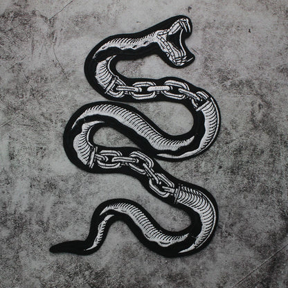 Large Black Snake Embroidery Tiger Maple Leaf Patches for Clothes Patch Stickers DIY Punk Badges for Iron-on Applique