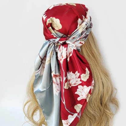 90cm Women Four Seasons Square Silk Satin Bandana Wrap Shawl Scarves Scarfs gf08