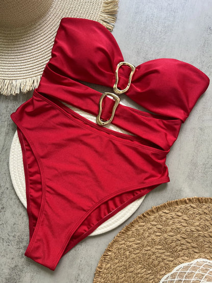 Oval One Piece Swimsuit Sexy Swimwear Women Swimsuit Hollow Out Monokini Bathing Suit