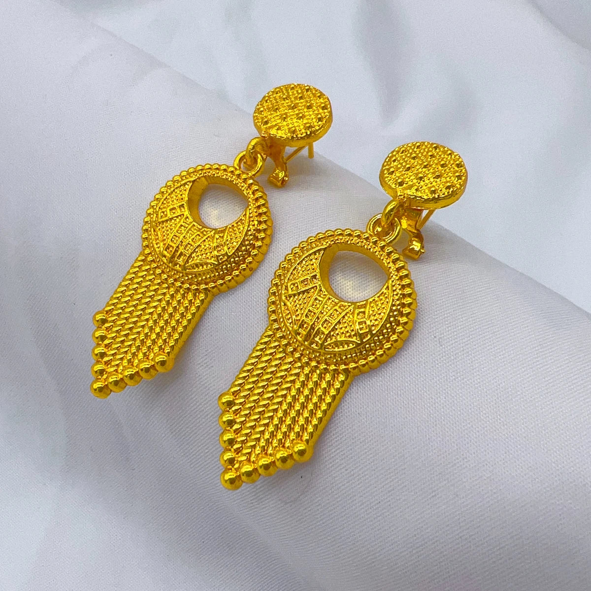African Dubai Big 24K Gold Plated Women Wedding Indian Brazilian Pendant Necklace Earrings