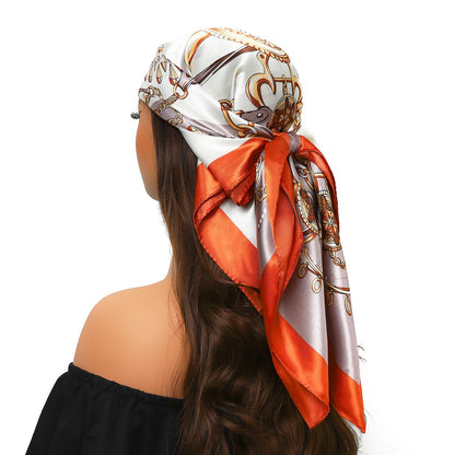 90cm Women Four Seasons Square Silk Satin Bandana Wrap Shawl Scarves Scarfs Spk11
