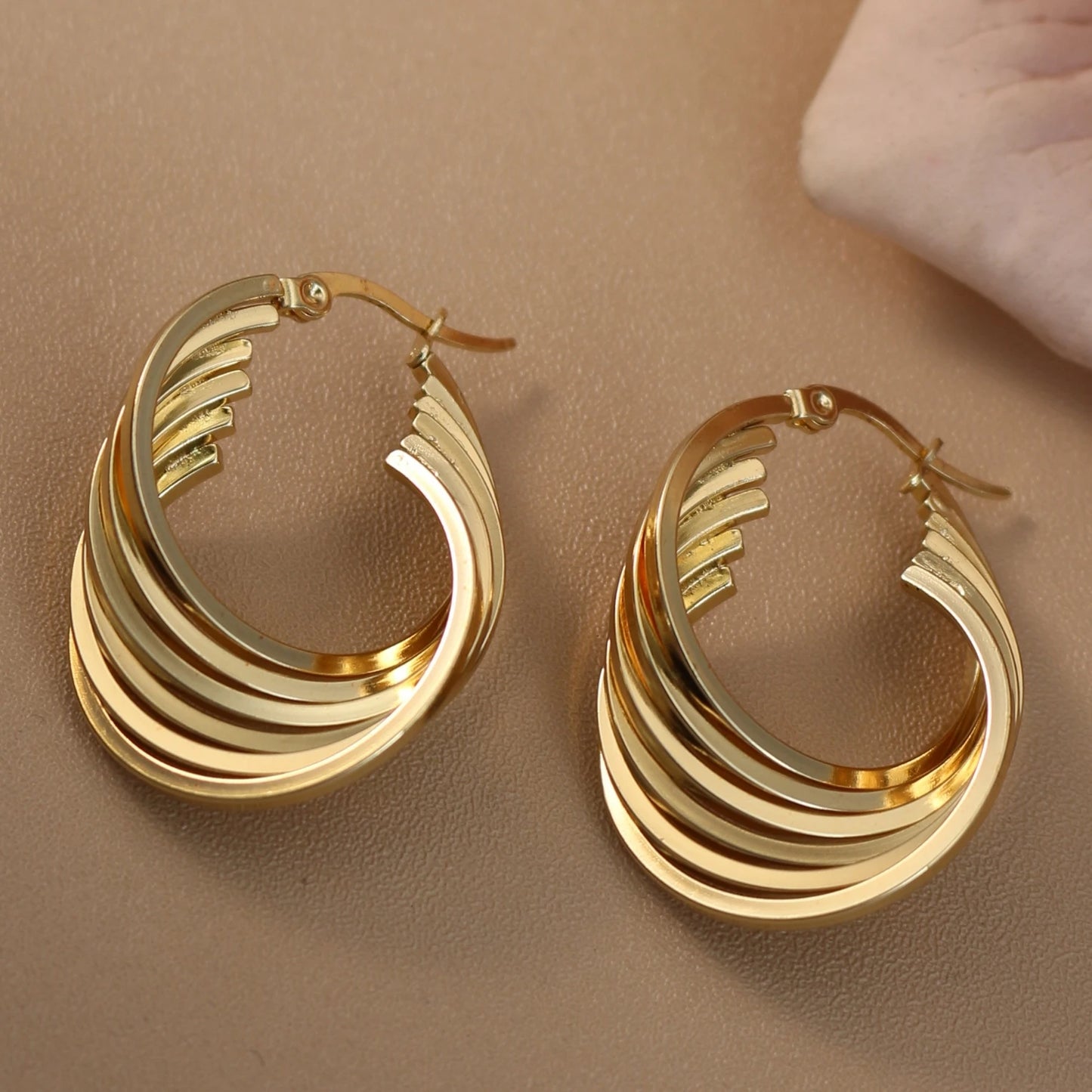 Women 18K Gold Plated Stainless Steel Fashion Wedding Party Earrings Jewelry Party Gift
