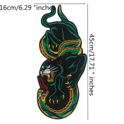 Green Snake and Tiger Embroidered Patch Appliques Iron on Patches Badge Clothes Sewing
