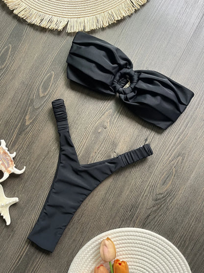 Micro Bikini Push Up Women Swimwear Brazilian Bikini Thong Solid Beachwear Swimsuit